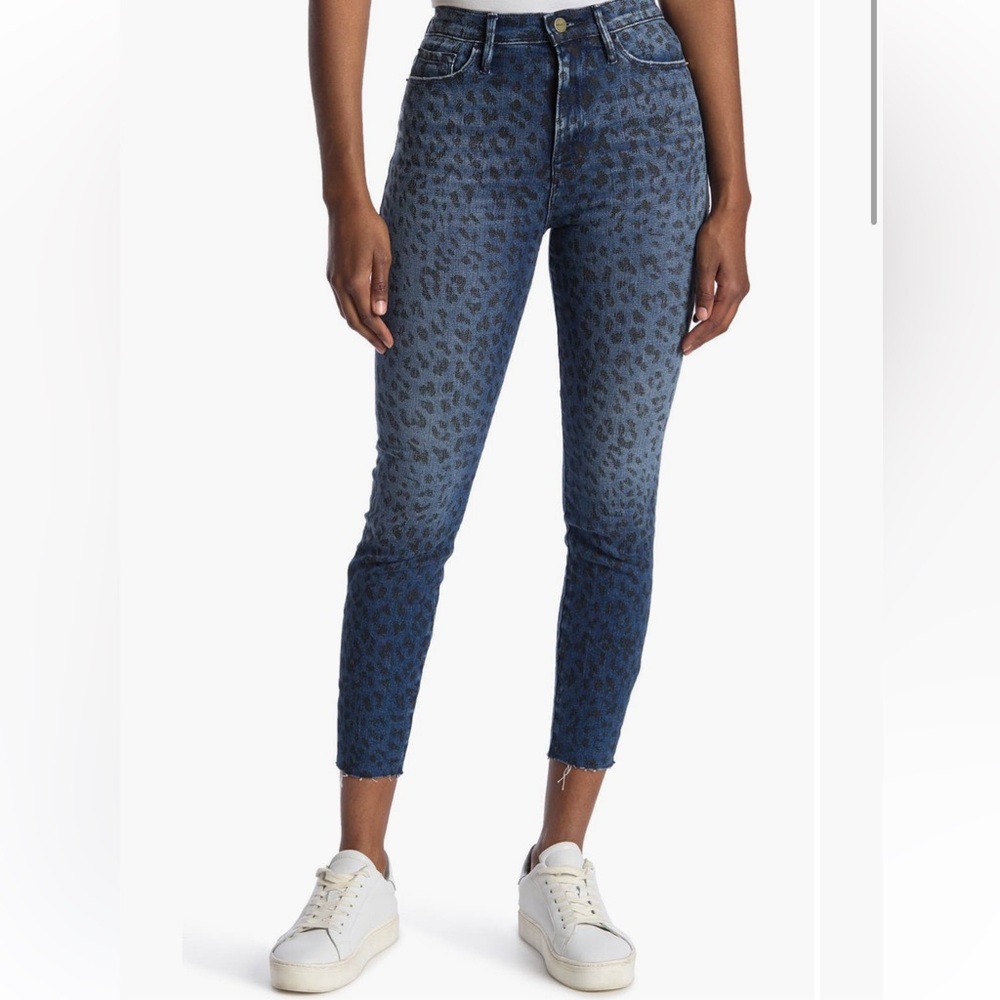 Frame Denim Ali High Rise Cigarette Jean in Black Leopard 27 NWT